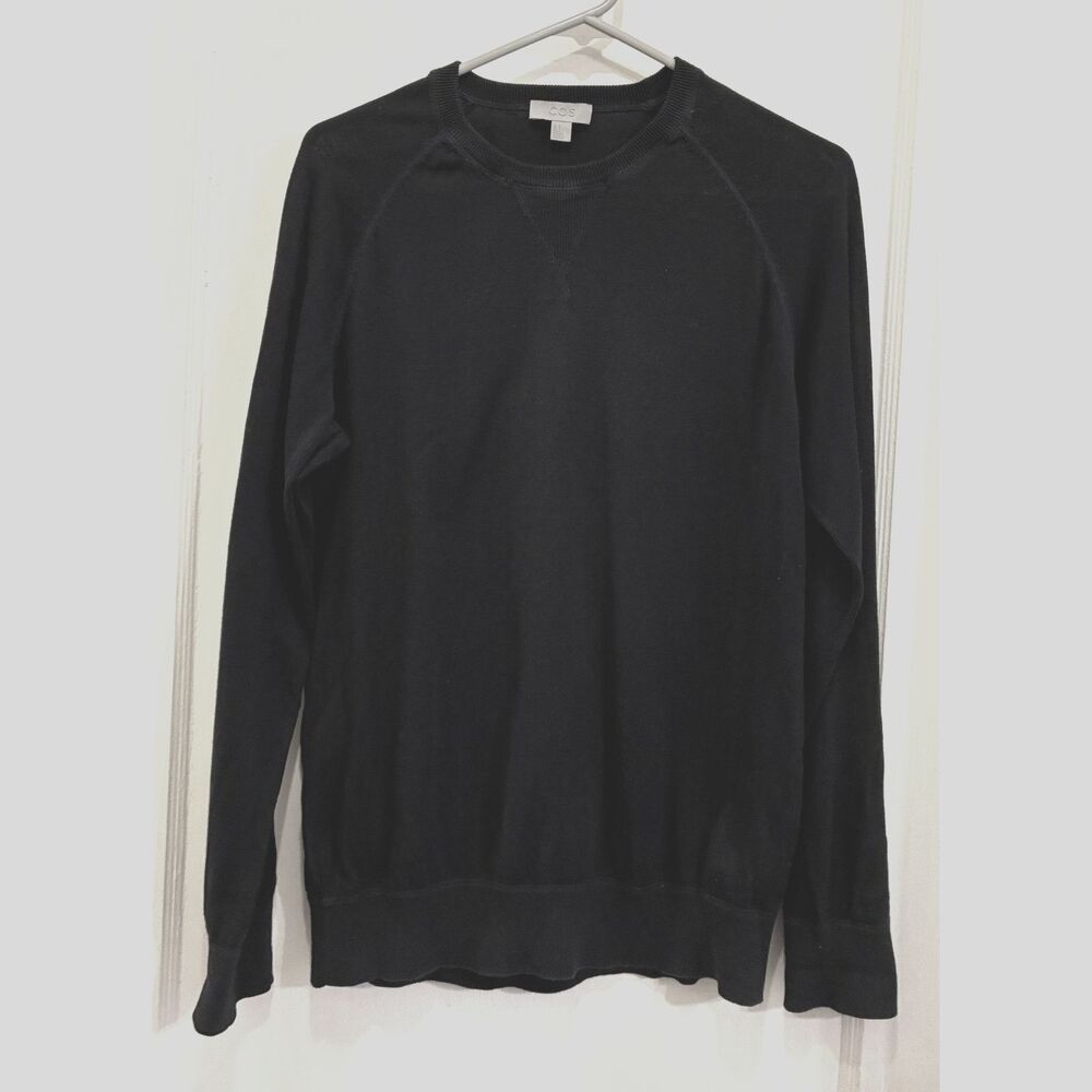 COS Black 100% Cotton Crewneck Pullover Sweater Top Women's Size Small - Picture 2 of 10